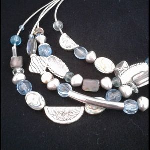 Necklace/bracelet set, mixed metal, beads, abalone